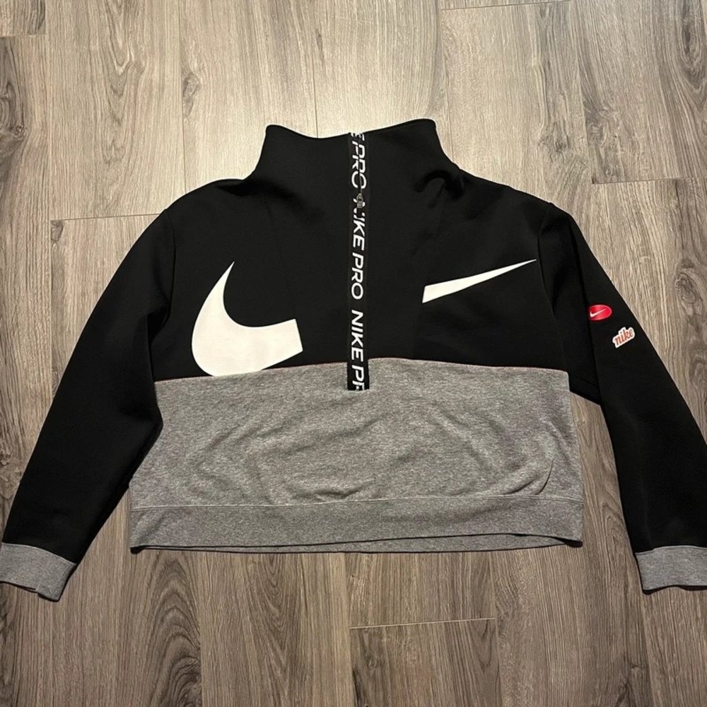 Nike Pro Dri-FIT 1/2 Zip Pullover Black Gray Women's 1X